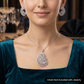 Floral Paisley Pendant Set with Layered Curved Accents