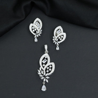 Leaf Pendant Set with Openwork Floral Detailing