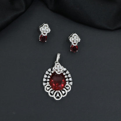 Floral Pendant Set with Decorative Border and Drop Design
