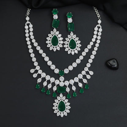 Fashioned rhodium necklace showcasing premium gemstone brilliance