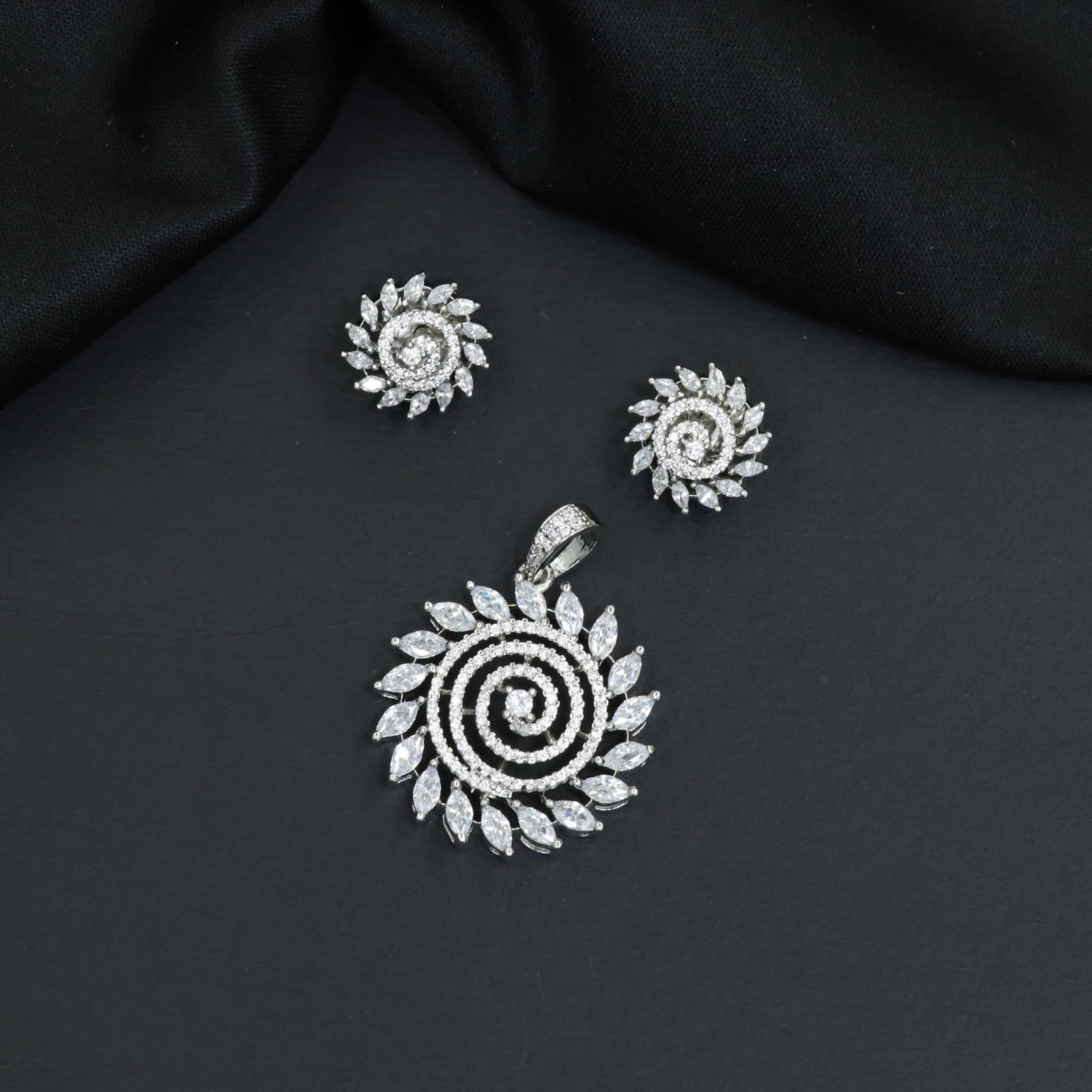 Floral Pendant Set with Circular Swirl Construction
