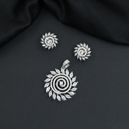 Floral Pendant Set with Circular Swirl Construction