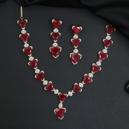 Fashion Forward GJ Necklace Set with Faceted Station Pattern