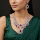 Festoon Pear Halo Rhodium Necklace Set with Statement Centrepiece