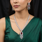 Celebration Wear Rhodium Necklace Set with Floral Link Border