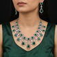 Celebration Wear Rhodium Necklace Set with Cascading Pear Drop Fringe