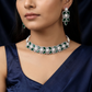 Festoon Floral Rhodium Choker Set with Linked Rosette Design