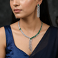 Grand Occasion Rhodium Necklace Set with Y-Line Cascade Design