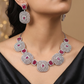 Heirloom Geometric Medallion Rhodium Necklace Set with Statement Stud Earrings