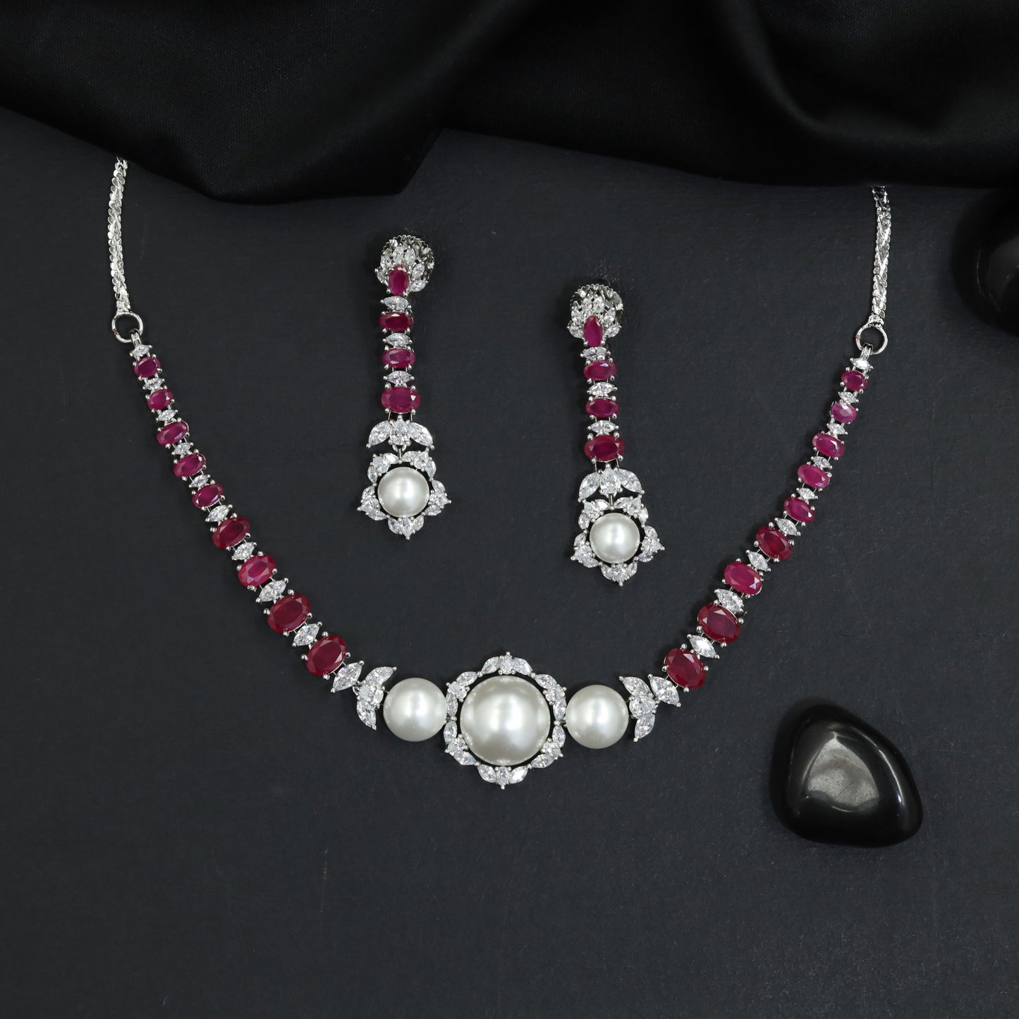 Couture Pearl Necklace Set with Ornate Centre Medallion