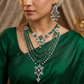 Premium Chandelier Rhodium Long Haara with Multi Layer Silhouette