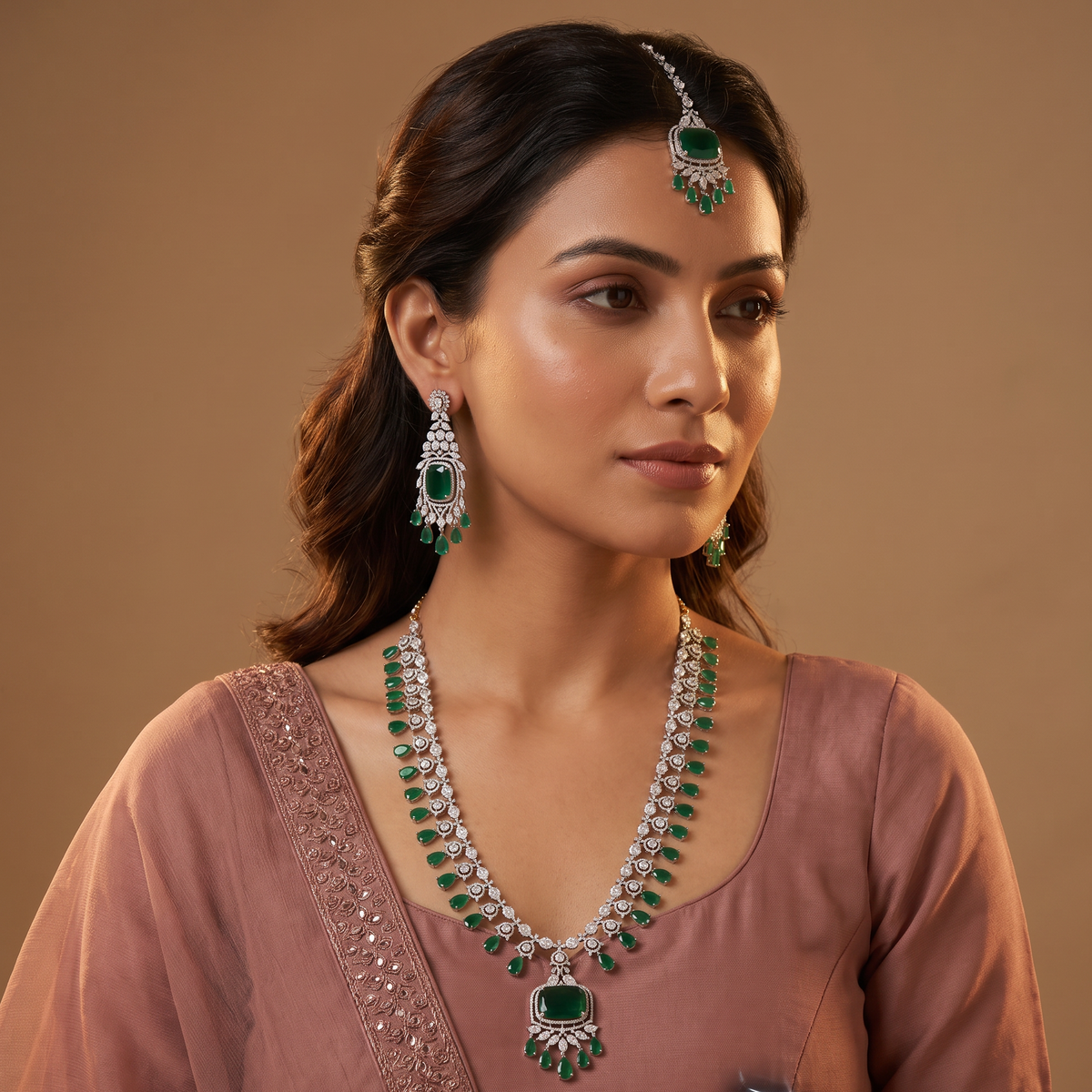 Signature Chandbali Long Haara with Elegant Drape Styling