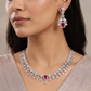 Modern Botanical Rhodium Necklace Set with Statement Drop Earrings