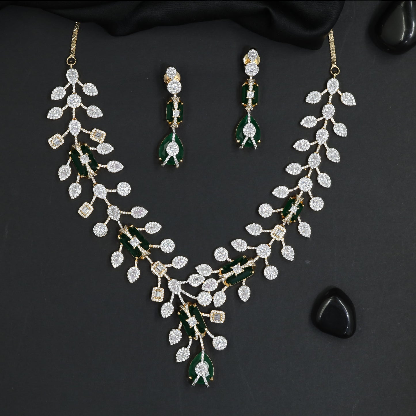 Modern Gj necklace showcasing couture craftsmanship