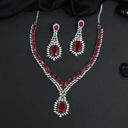 Signature rhodium necklace featuring couture gemstone artistry
