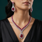 Signature rhodium necklace featuring couture gemstone artistry