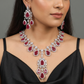 Distinguished rhodium necklace with ornate teardrop detailing