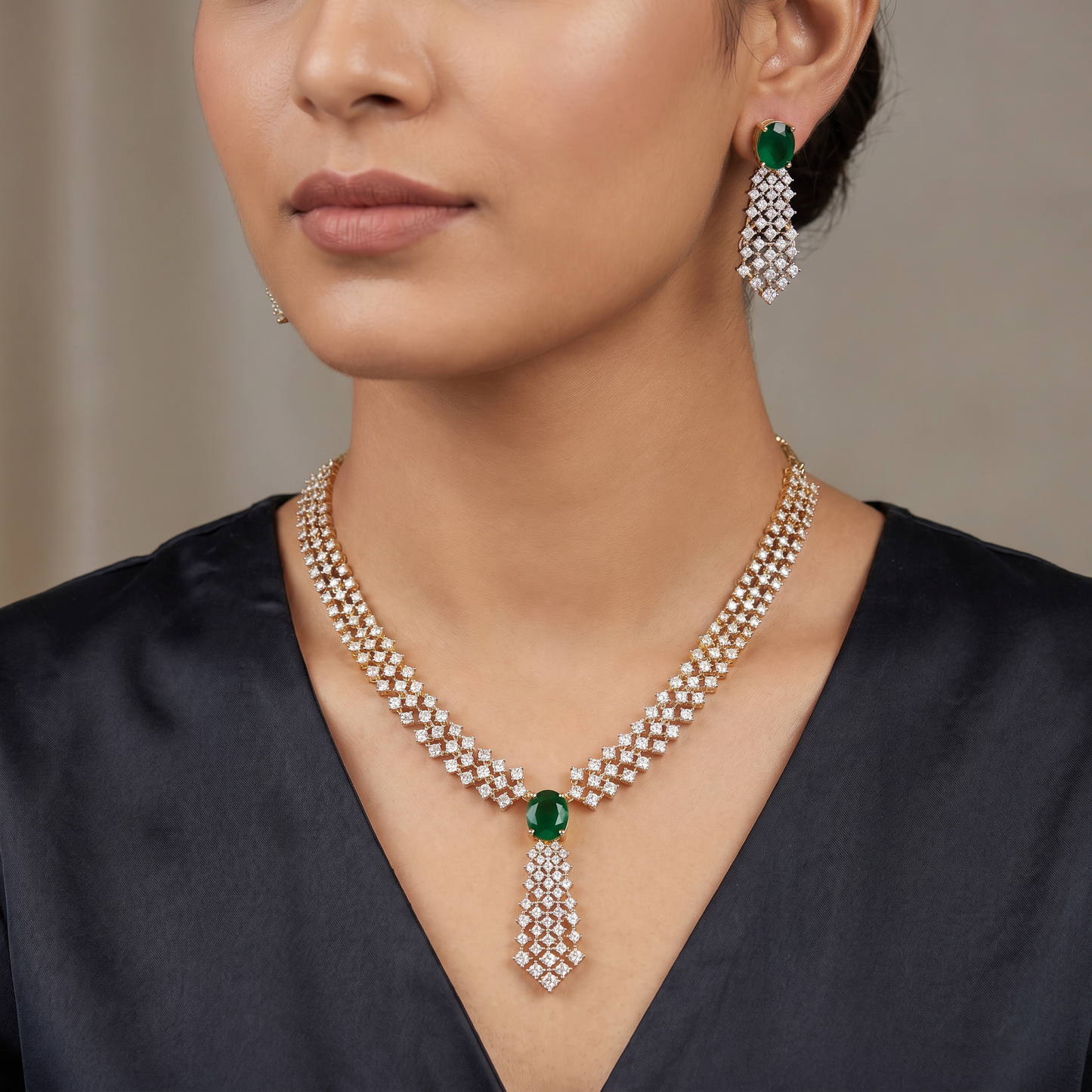 Elevated Gj necklace featuring ornamental gemstone artistry