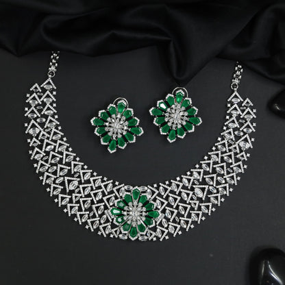 Architectural rhodium necklace with sculpted lattice sequence