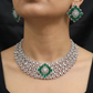 Architectural rhodium necklace with sculpted lattice sequence