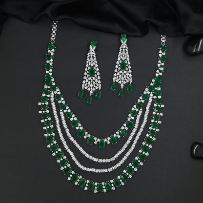 Iconic rhodium long haara with cascading tiered brilliance