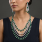 Iconic rhodium long haara with cascading tiered brilliance