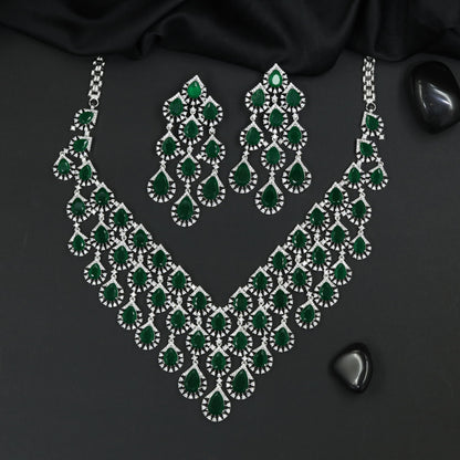 Iconic rhodium necklace with cascading teardrop tiers