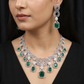 Fashion Forward Rhodium Necklace Set with Structured Charm Border