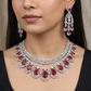 Modern Festoon Rhodium Necklace Set with Teardrop Charms