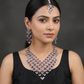 Chevron Style Rhodium Necklace Set with Statement Design
