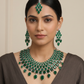 Broad Collar Rhodium Necklace Set with Teardrop Frame Accents