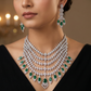 Multi Layer Rhodium Necklace Set with Ornamental Centre Motif