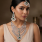 Floral Medallion Rhodium Long Haara with Five Strand Arrangement