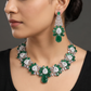 Rosette Pattern Rhodium Necklace Set with Statement Drops