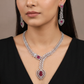 Classic Rhodium Necklace Set with Teardrop Centrepiece