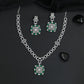 Geometric Link Necklace Set with Square Halo Pendant