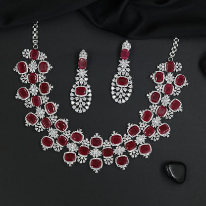 Grand Floral Necklace Set with Double Layer Silhouette