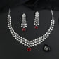 Petal Frame Rhodium Necklace Set with Coordinated Earrings