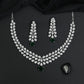 Petal Frame Rhodium Necklace Set with Coordinated Earrings