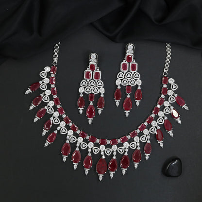 Halo Link Necklace Set with Teardrop Dangle Accents