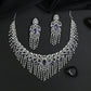 Scalloped Fringe Necklace Set with Oval Halo Centrepiece