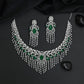 Scalloped Fringe Necklace Set with Oval Halo Centrepiece