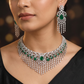 Scalloped Fringe Necklace Set with Oval Halo Centrepiece