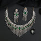 Scalloped Fringe Necklace Set with Oval Halo Centrepiece