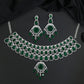 Open Teardrop Halo Rhodium Choker with Scalloped Collar Design