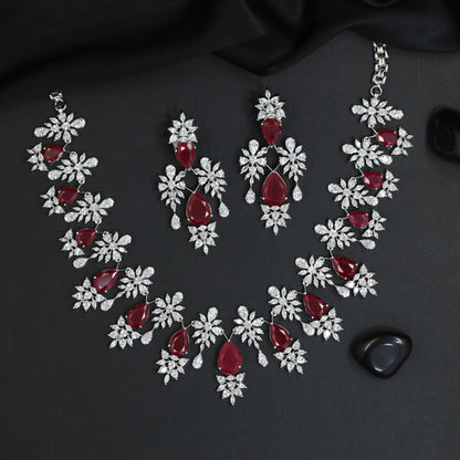 Decorative Bloom Necklace Set with Statement Floral Arrangement