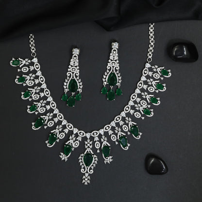 Botanical Scroll Necklace Set with Decorative Drop Accents