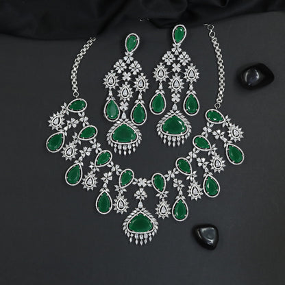Decorative Floral Necklace Set with Pendant Inspired Accents