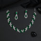 Marquise Leaf Rhodium Necklace Set with Floral Motifs