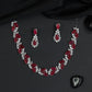 Marquise Leaf Rhodium Necklace Set with Floral Motif Design